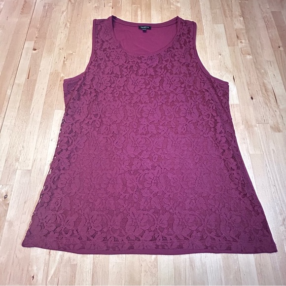 Talbots Maroon Lace Front Tank Top - Picture 5 of 8